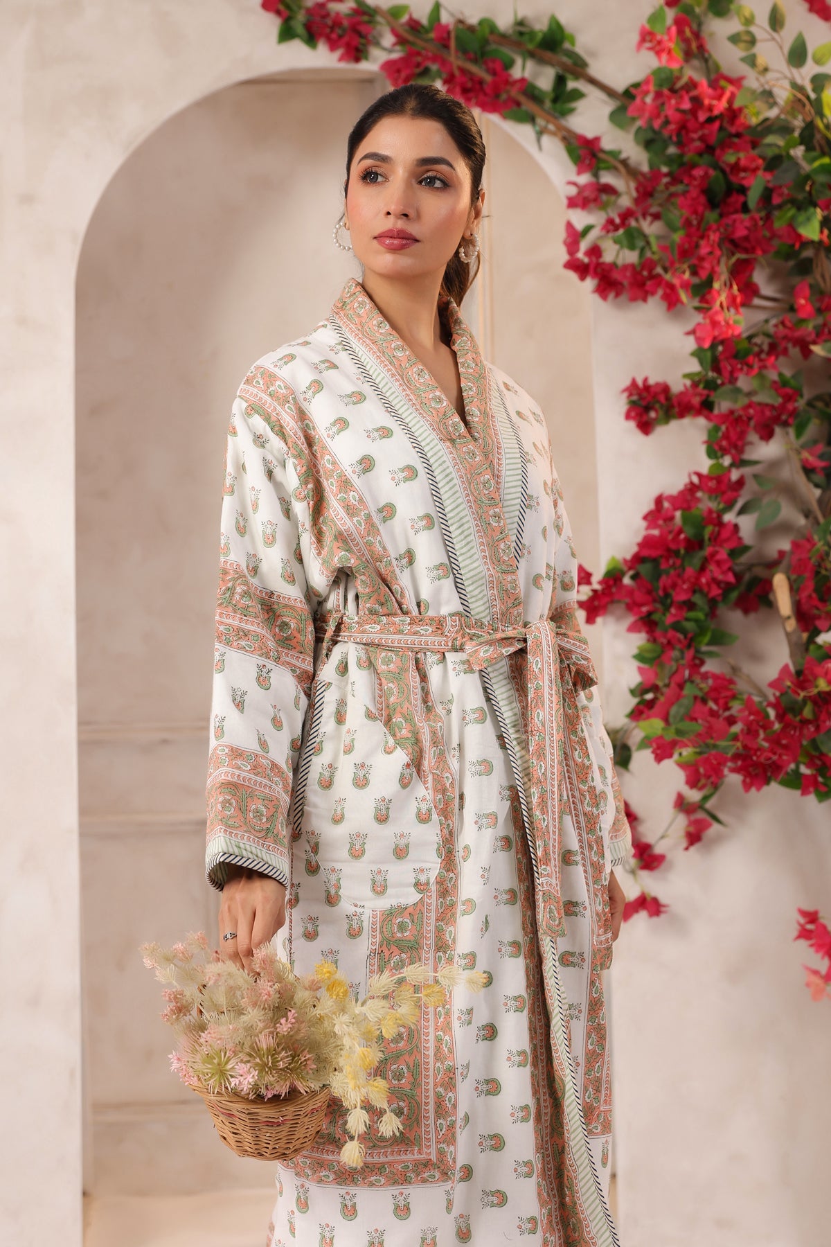 Rosette Floral Printed Reversible Quilted Robes