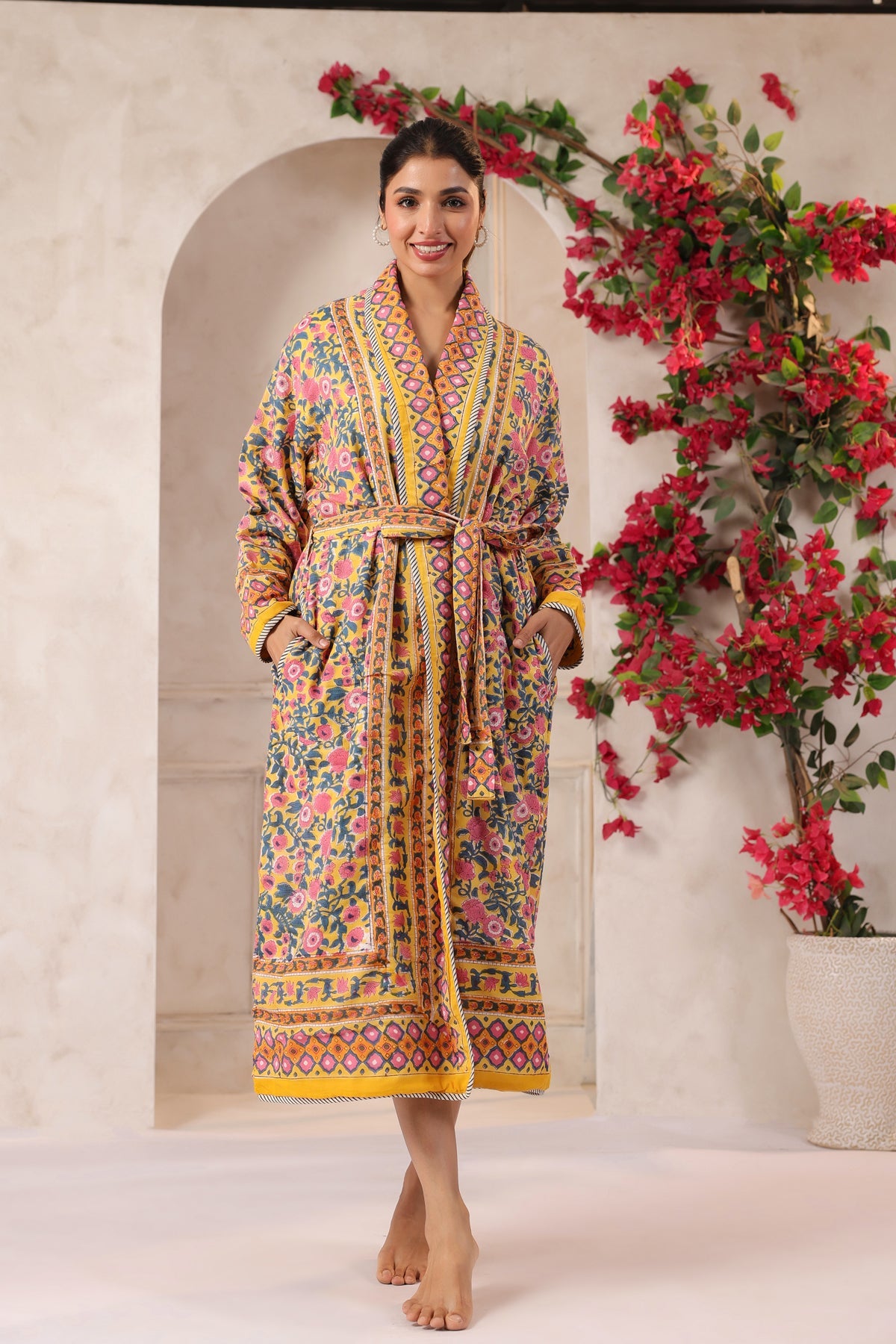 Basanti Printed Reversible Quilted Robes