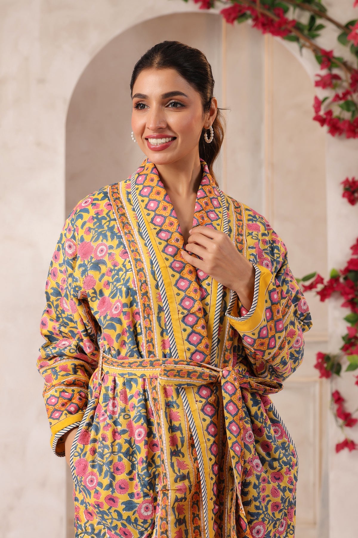 Basanti Printed Reversible Quilted Robes