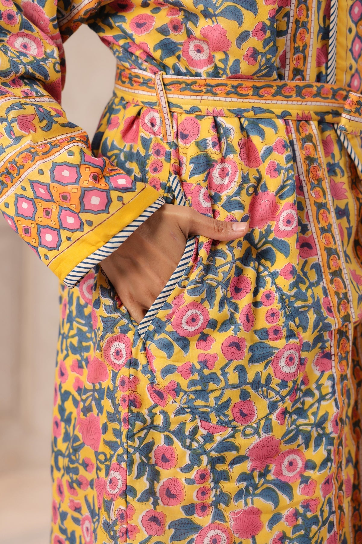 Basanti Printed Reversible Quilted Robes