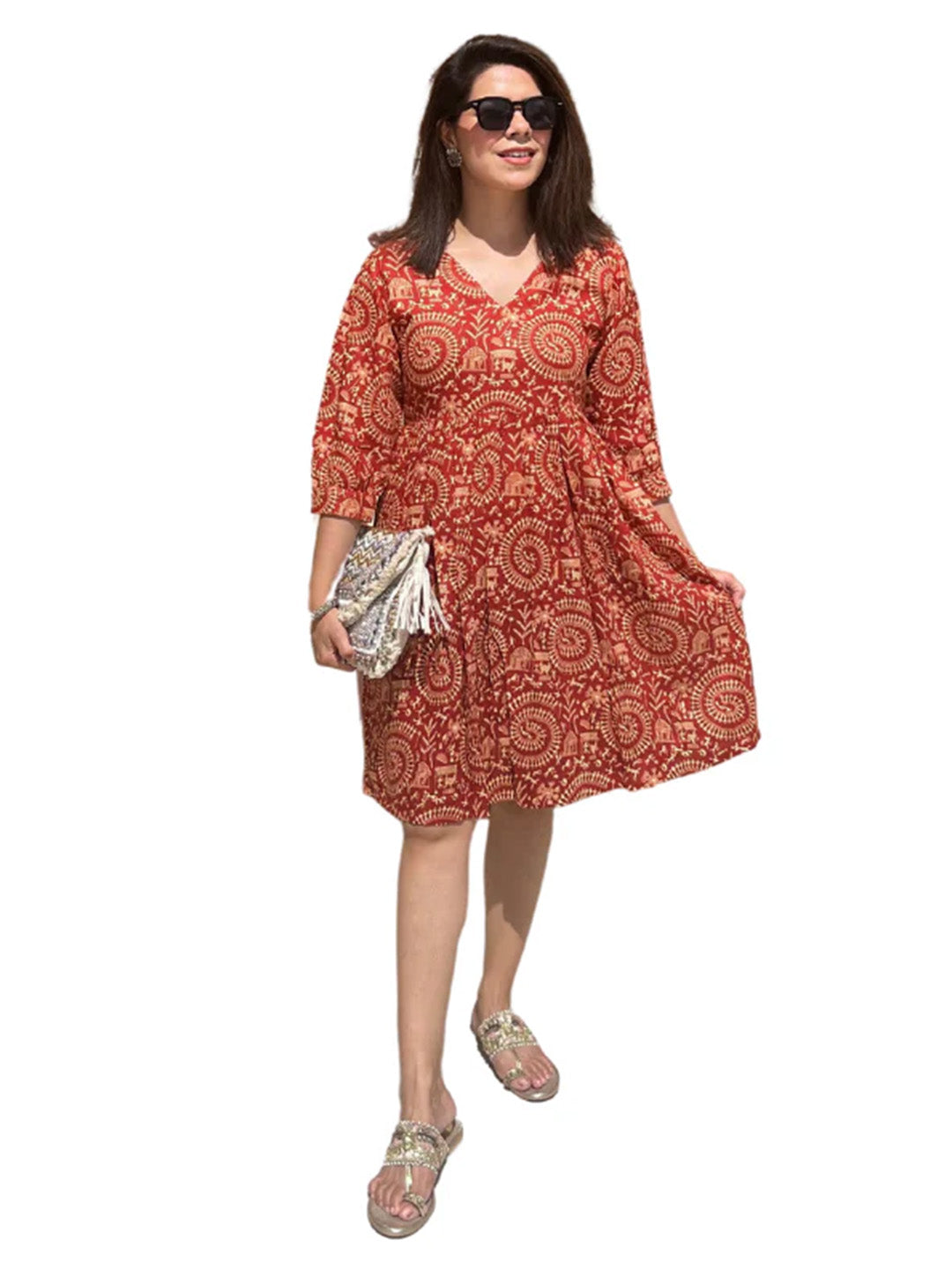 Hawa Mahal Dress | Rust Red