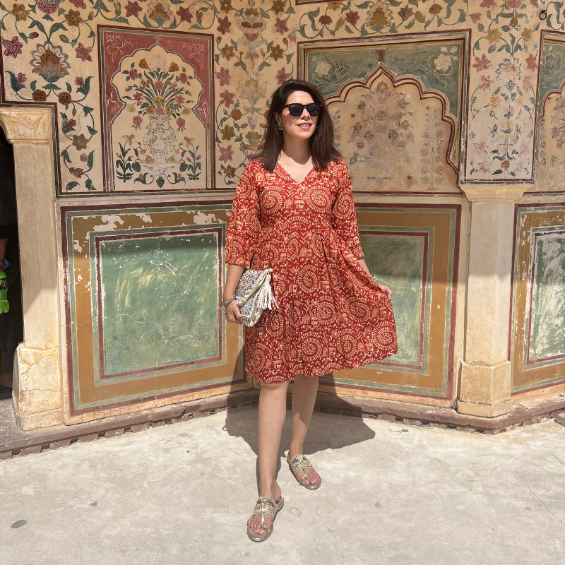 Hawa Mahal Dress | Rust Red