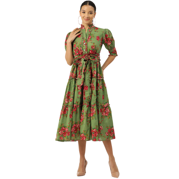 Saumya Dress | Green Garden
