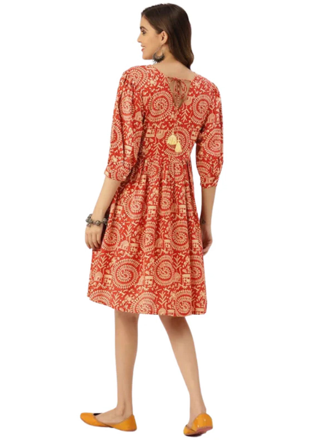 Hawa Mahal Dress | Rust Red