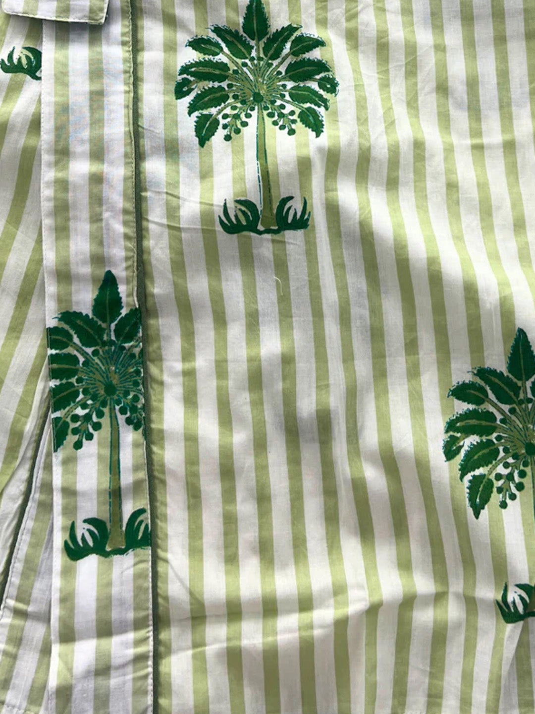 SECONDS | Block Print Cotton Robe | Summer Palms | No Beltloops