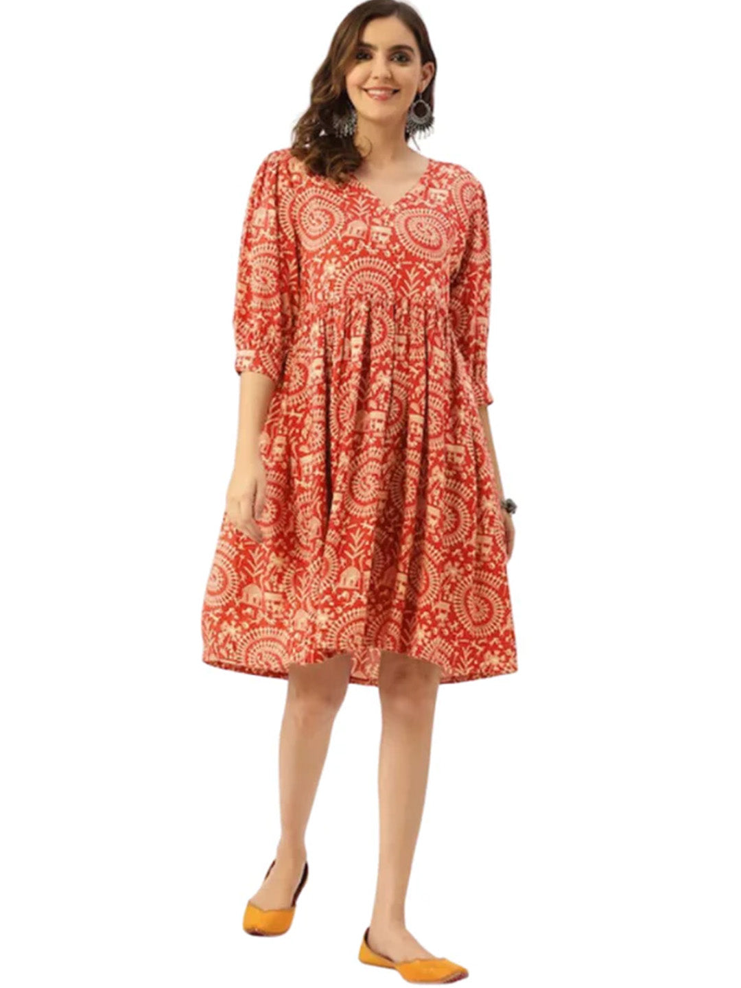 Hawa Mahal Dress | Rust Red