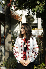 Embroidered Cotton Jacket | Ivory Rose