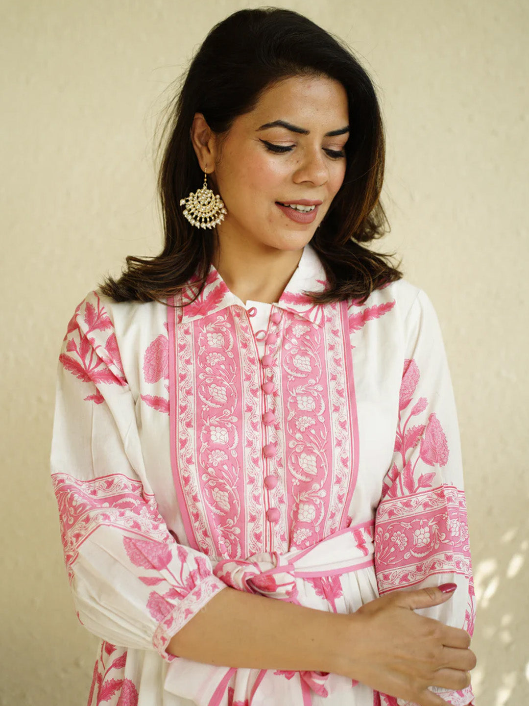 Mughal Print Dress | Blush Pink