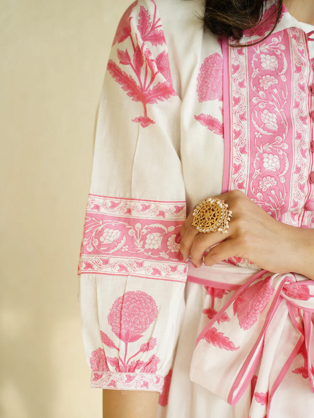 Mughal Print Dress | Blush Pink