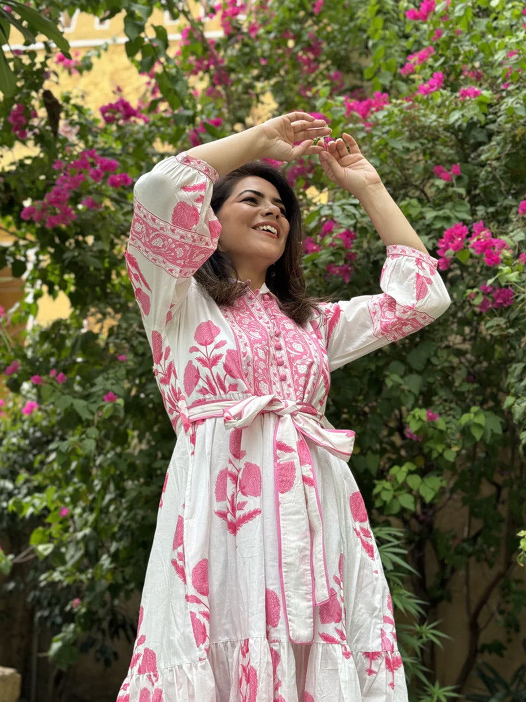 Mughal Print Dress | Blush Pink