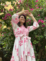 Mughal Print Dress | Blush Pink