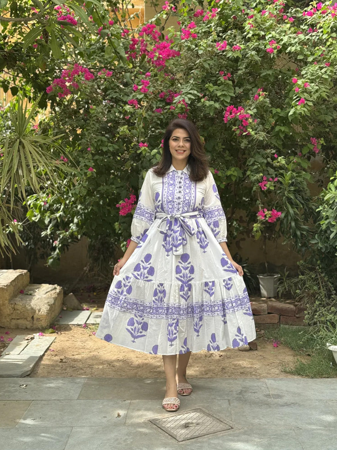 Mughal Print Dress | Lavender