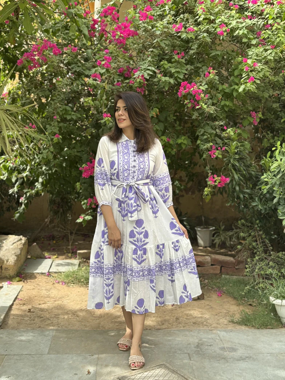 Mughal Print Dress | Lavender