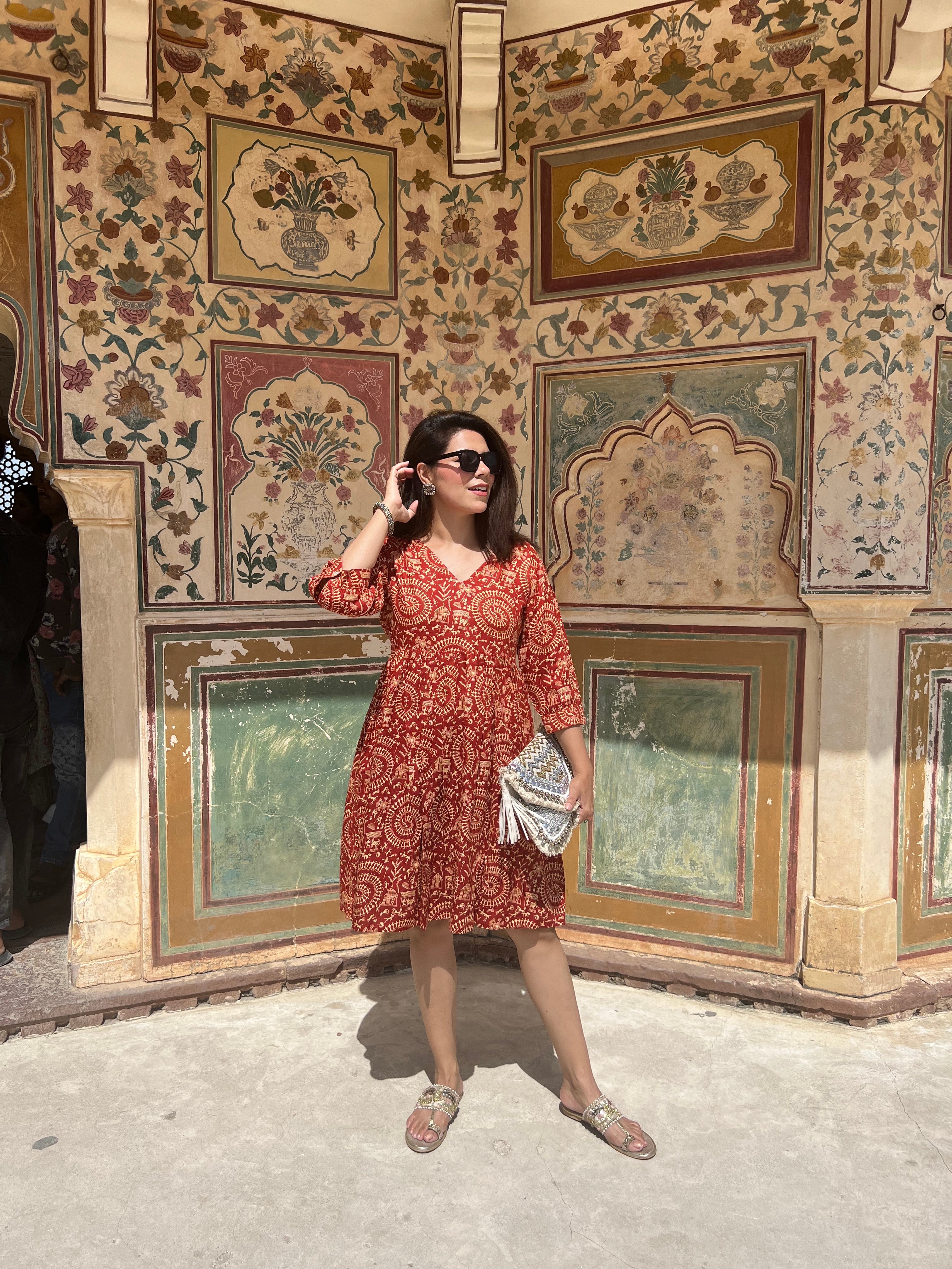 Hawa Mahal Dress | Rust Red