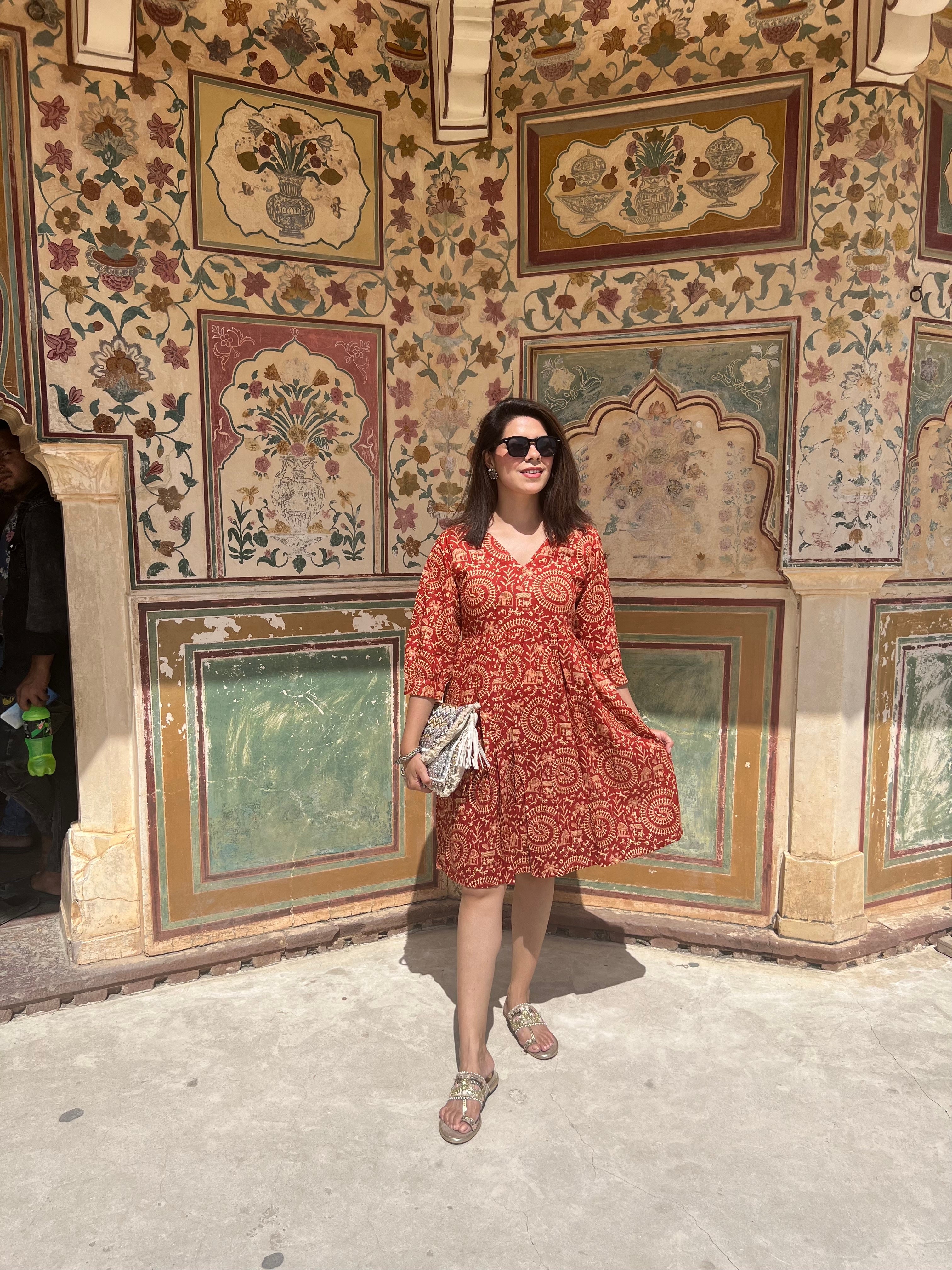 Hawa Mahal Dress | Rust Red