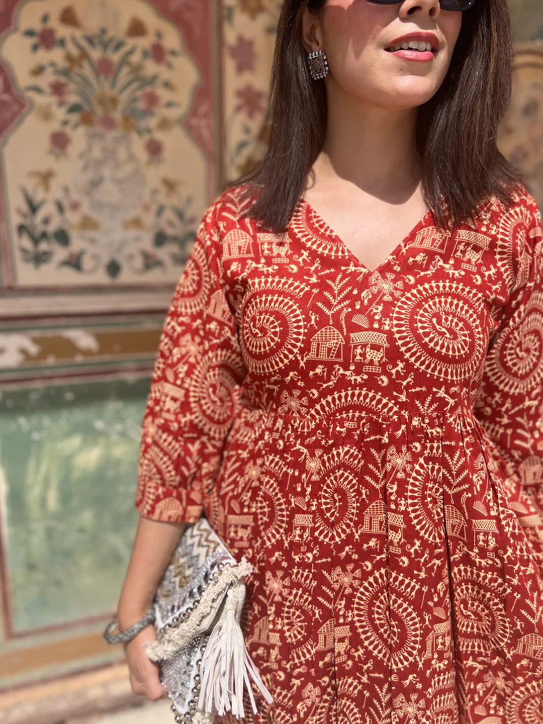 Hawa Mahal Dress | Rust Red