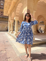 Hawa Mahal Dress | Deep Blue