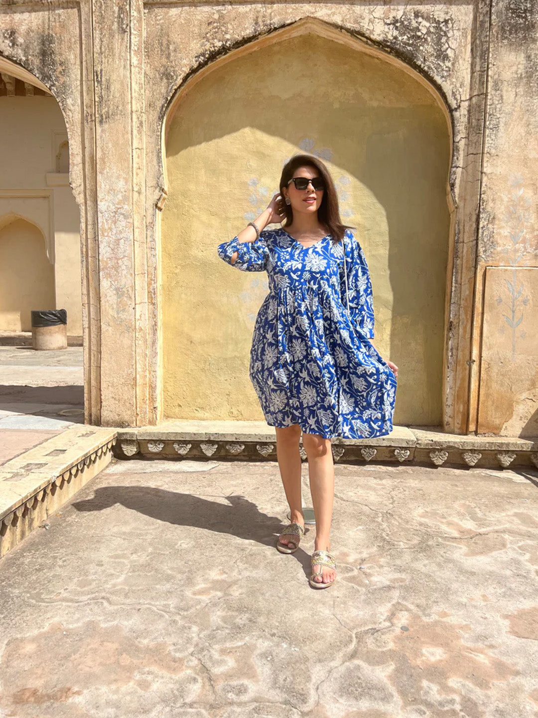 Hawa Mahal Dress | Deep Blue