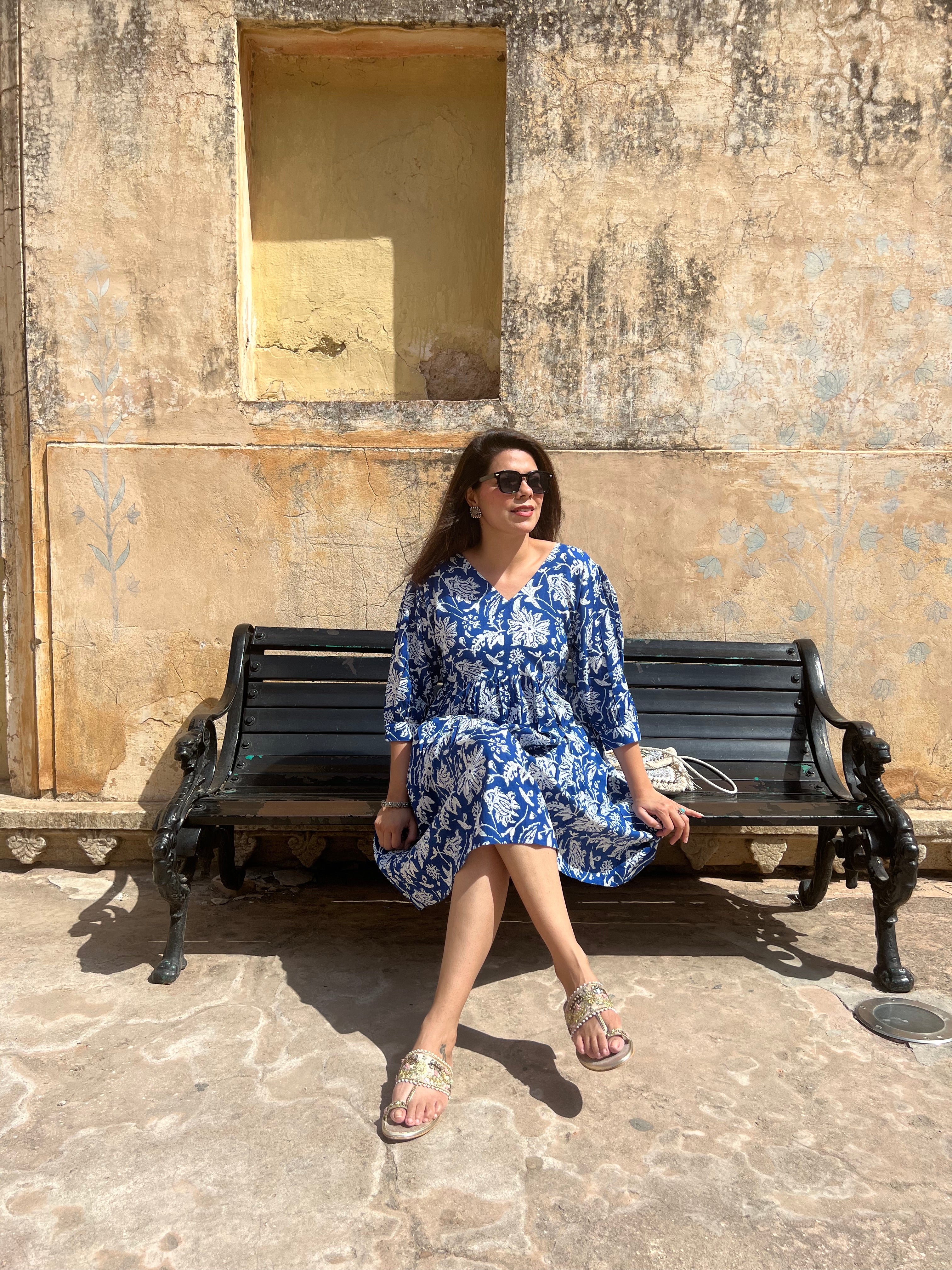 Hawa Mahal Dress | Deep Blue