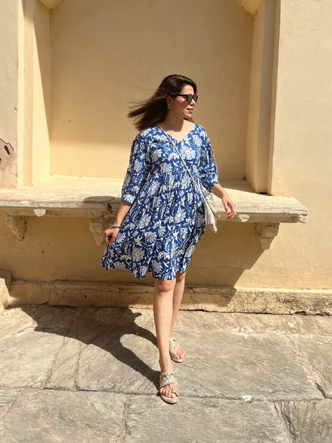 Hawa Mahal Dress | Deep Blue