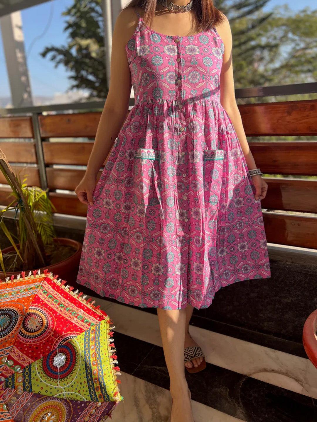 Sanganer Dress | Rose Pink