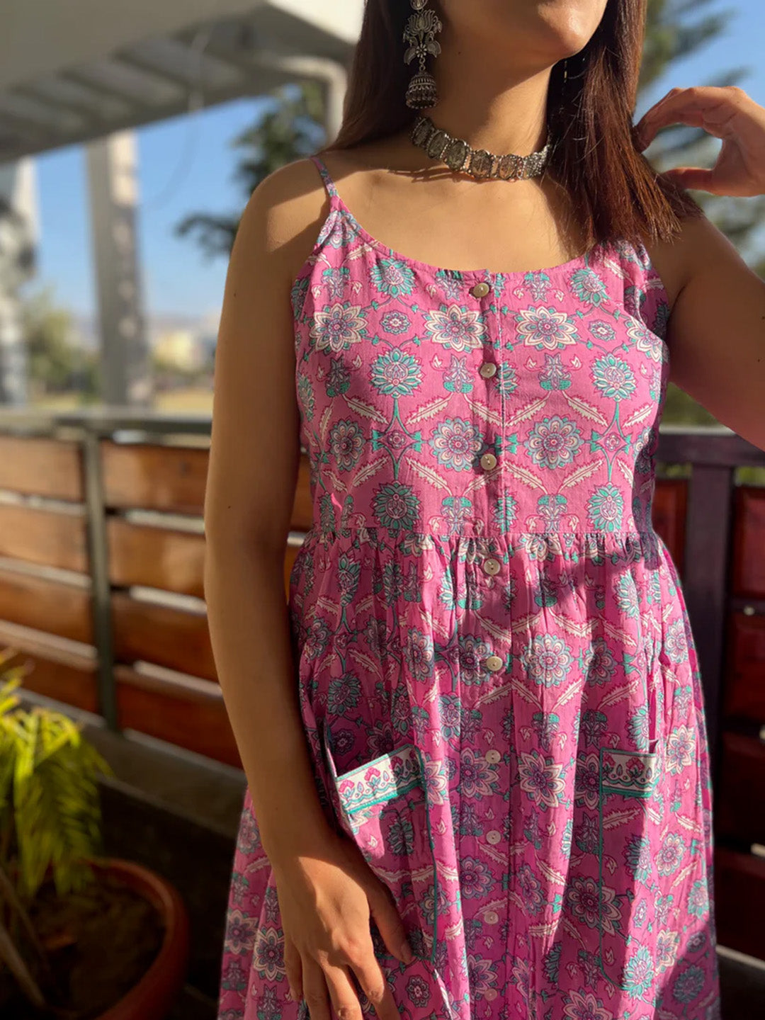 Sanganer Dress | Rose Pink