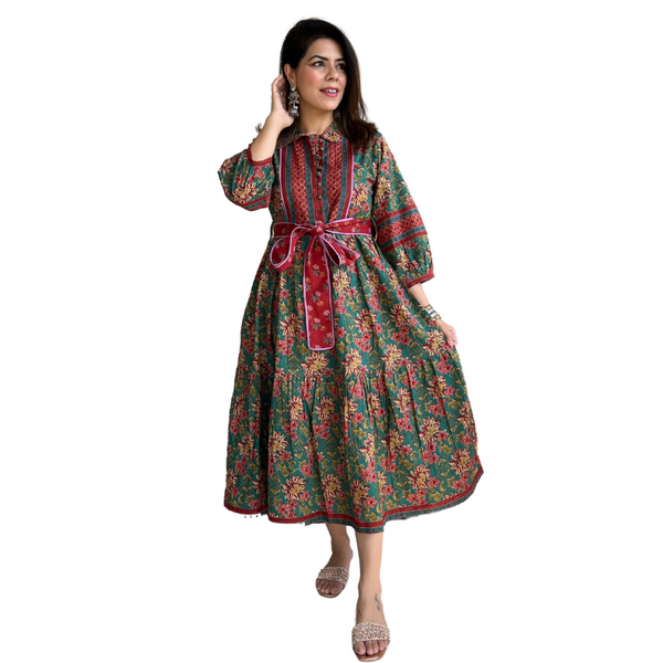 Kalyani Dress  Evergreen – Jaipur Morni USA