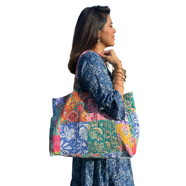 Block Print Patchwork Tote Bag – Jaipur Morni USA