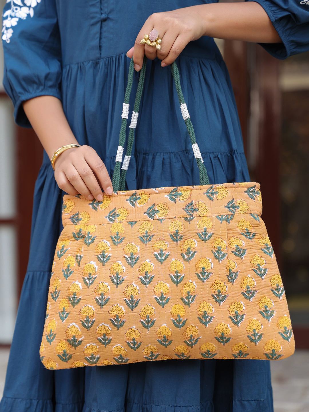 Yellow Booti Shoulder Bag with Zip