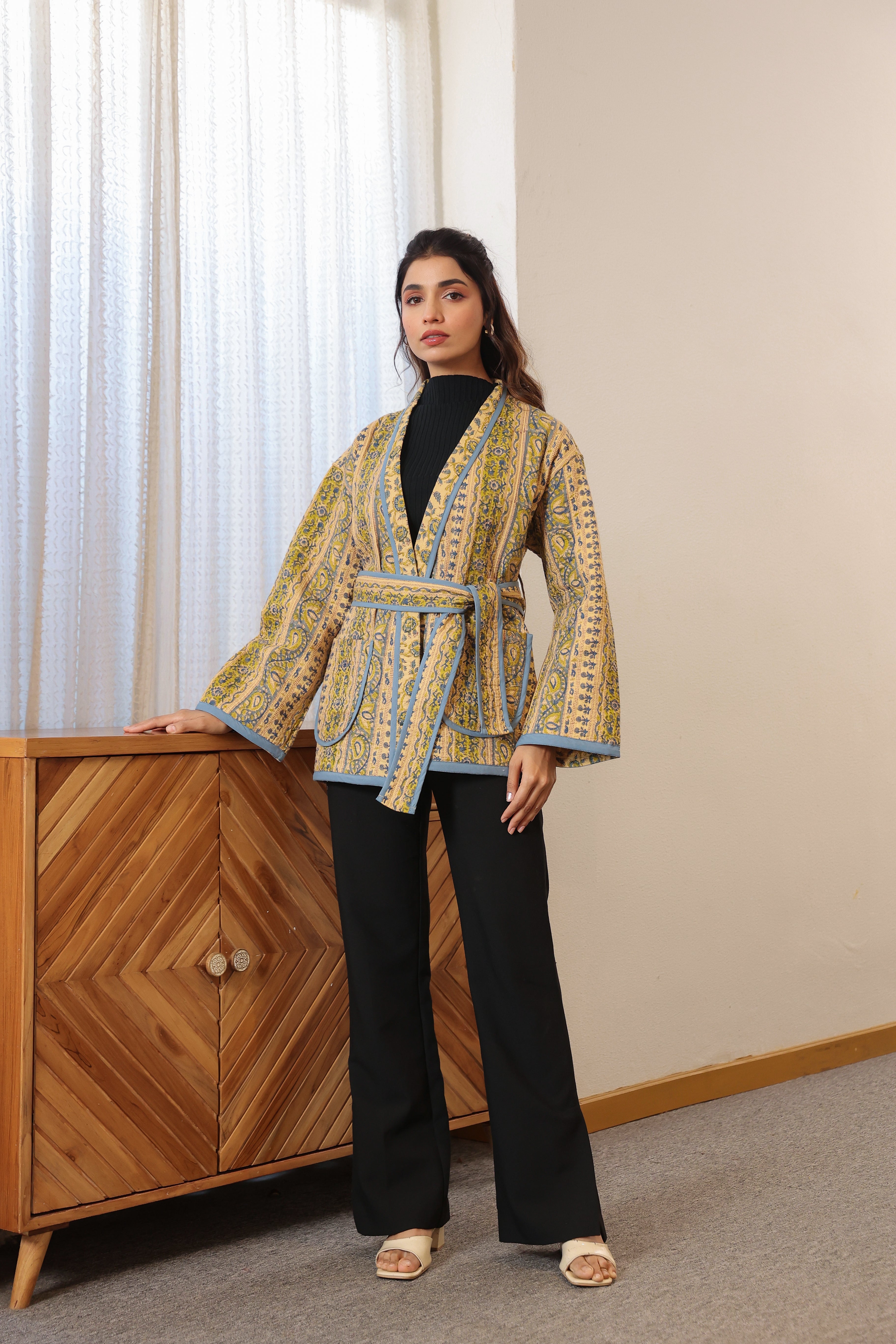 Rustic Firdaus  Reversible Quilted Jacket with Pockets