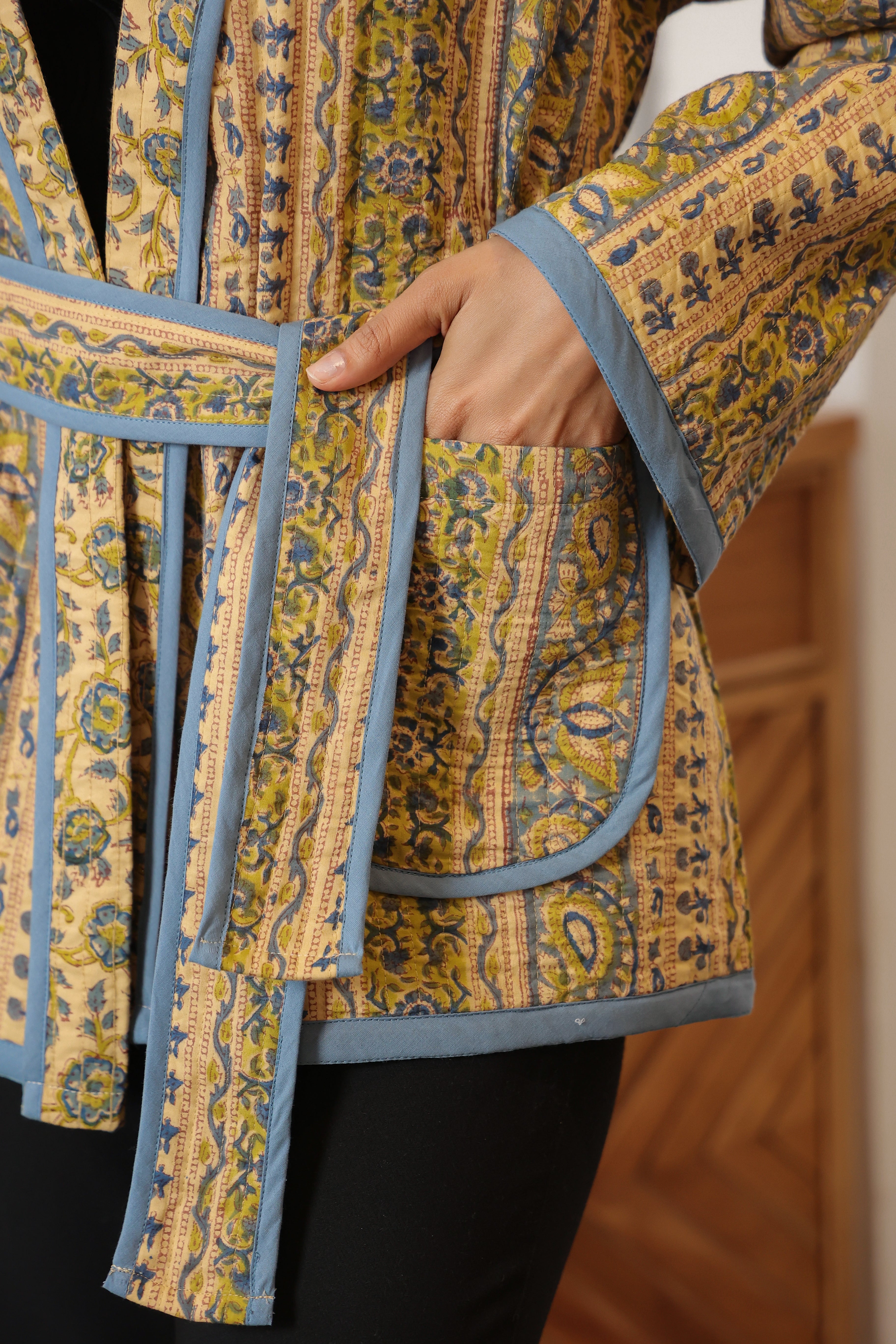 Rustic Firdaus  Reversible Quilted Jacket with Pockets