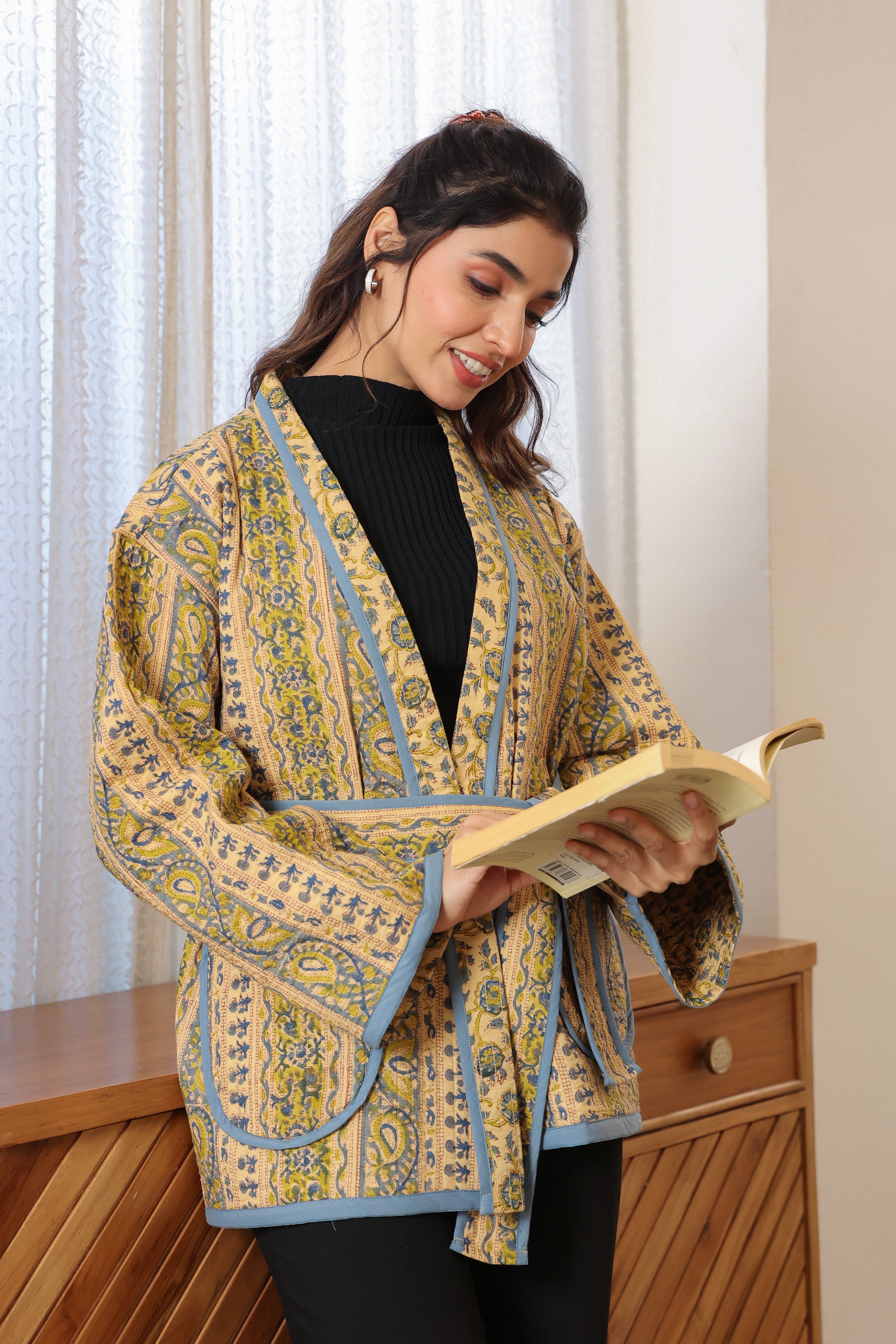 Rustic Firdaus  Reversible Quilted Jacket with Pockets