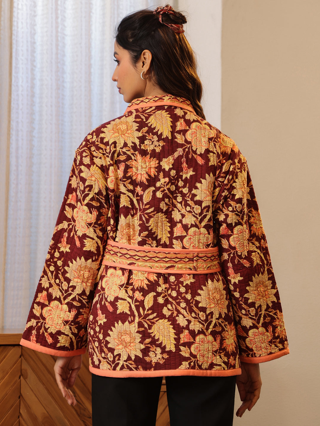 Autumn Garden Quilted Jacket with Pockets