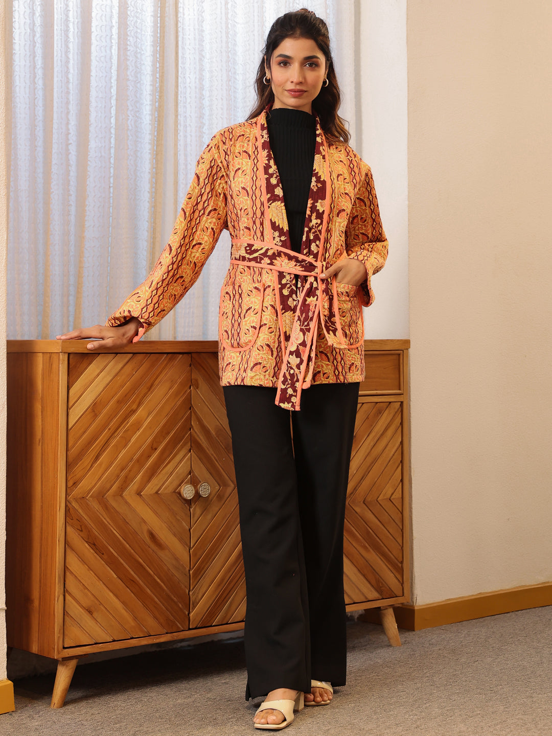 Autumn Garden Quilted Jacket with Pockets