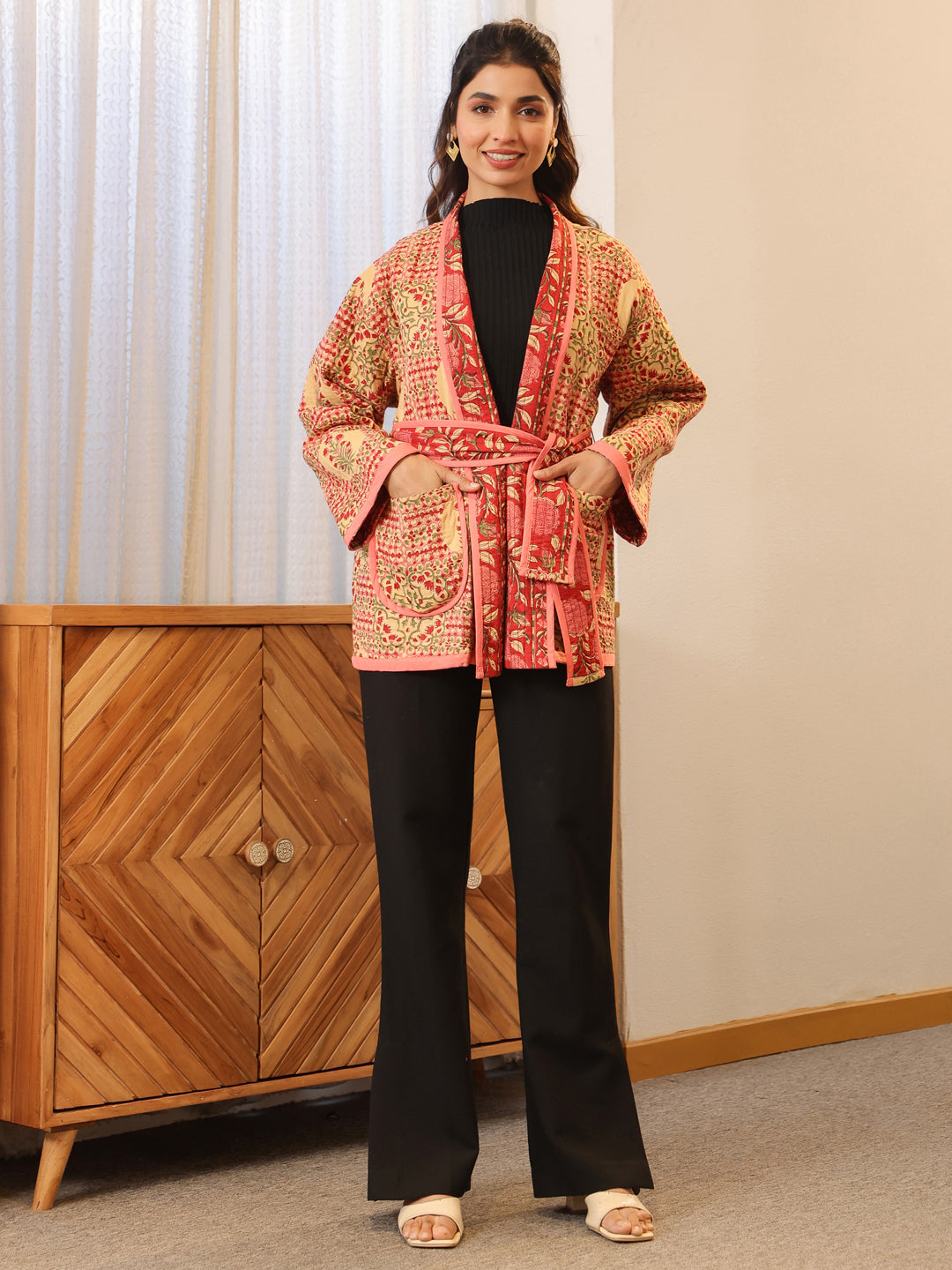 Covent Garden Rose Quilted Jacket with Pockets