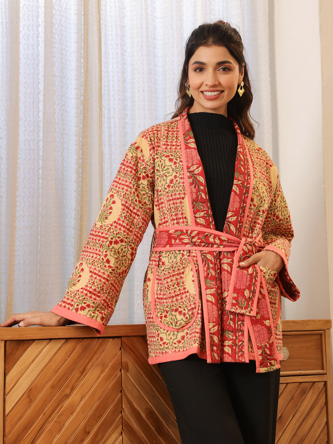 Covent Garden Rose Quilted Jacket with Pockets