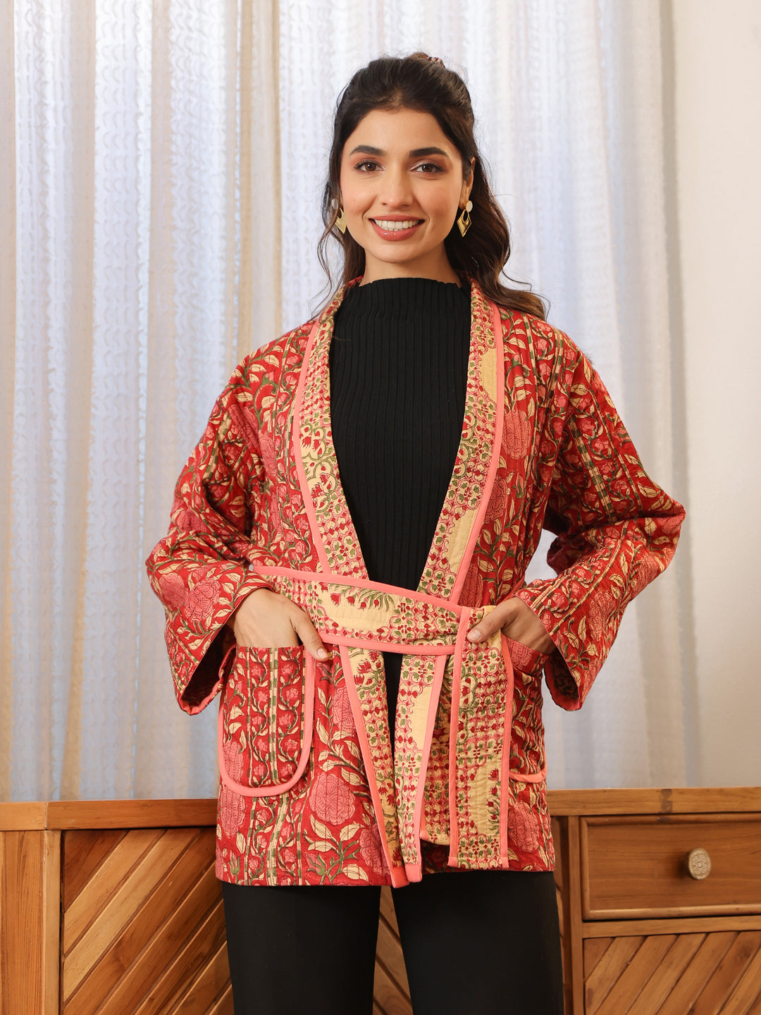 Covent Garden Rose Quilted Jacket with Pockets