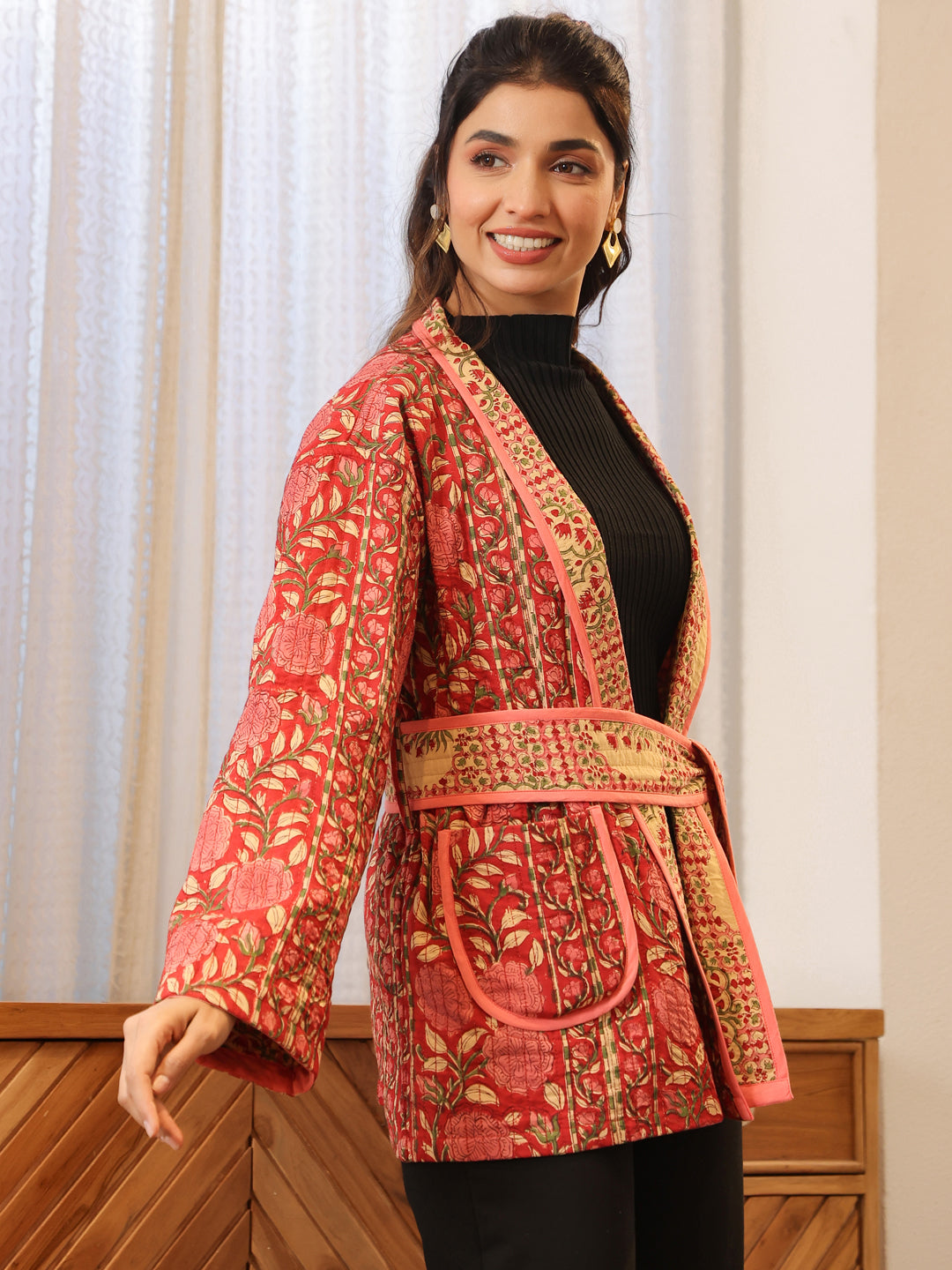 Covent Garden Rose Quilted Jacket with Pockets