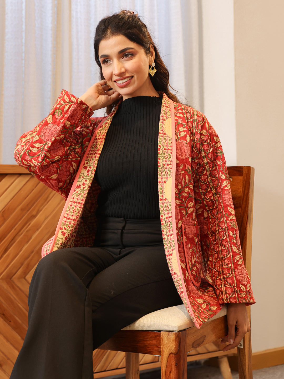 Covent Garden Rose Quilted Jacket with Pockets