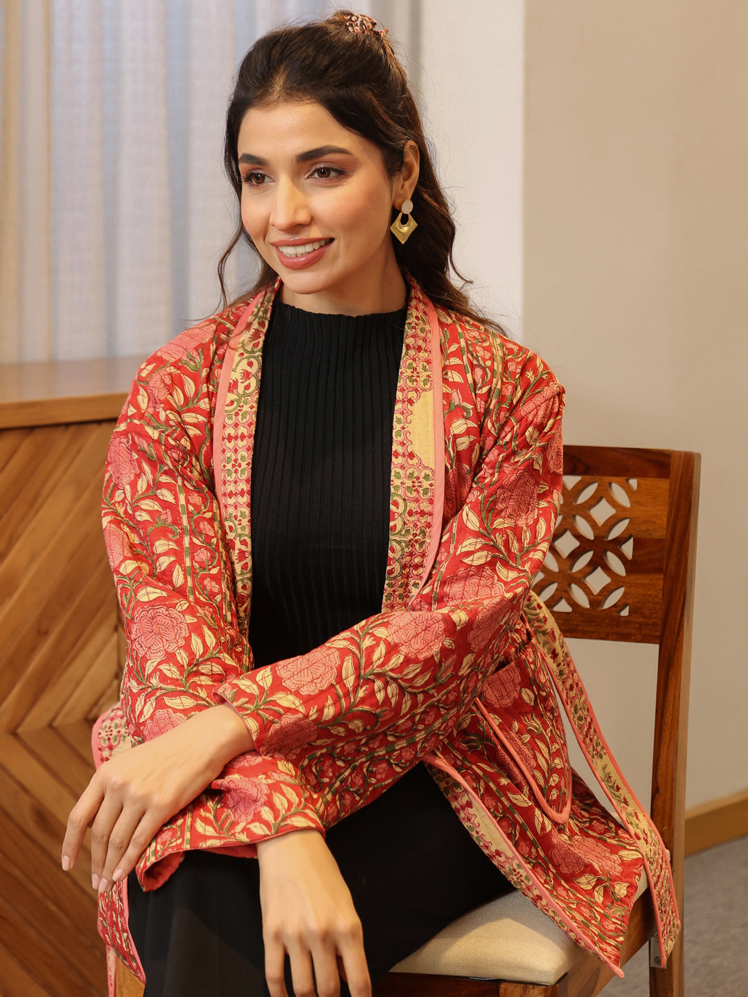 Covent Garden Rose Quilted Jacket with Pockets