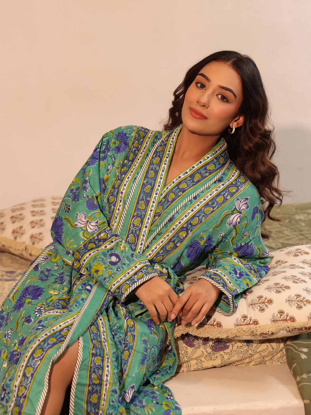 Vintage Floral Quilted Cotton Robe