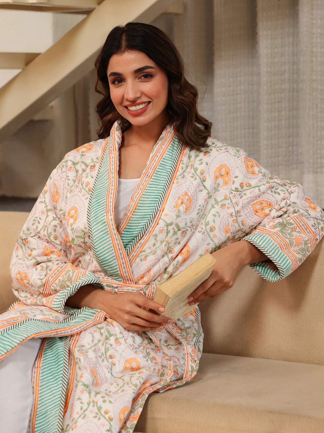 Santra Quilted Cotton Robe