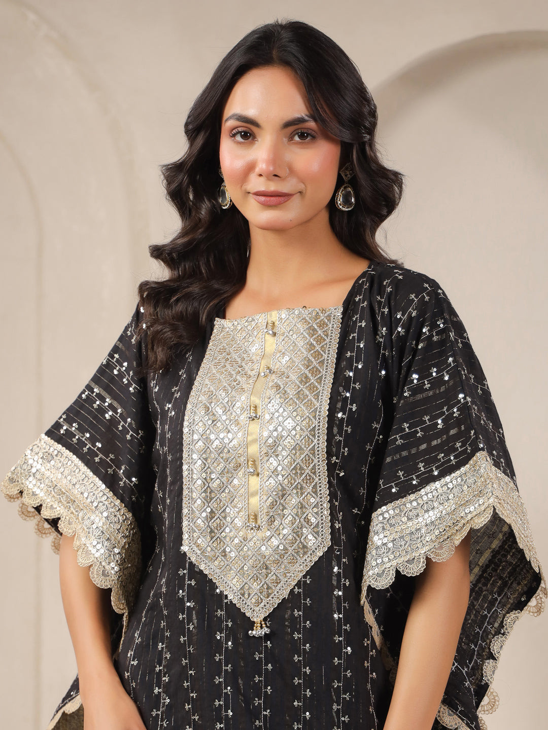 Black Lurex Kaftan, Inner and Palazzo Set
