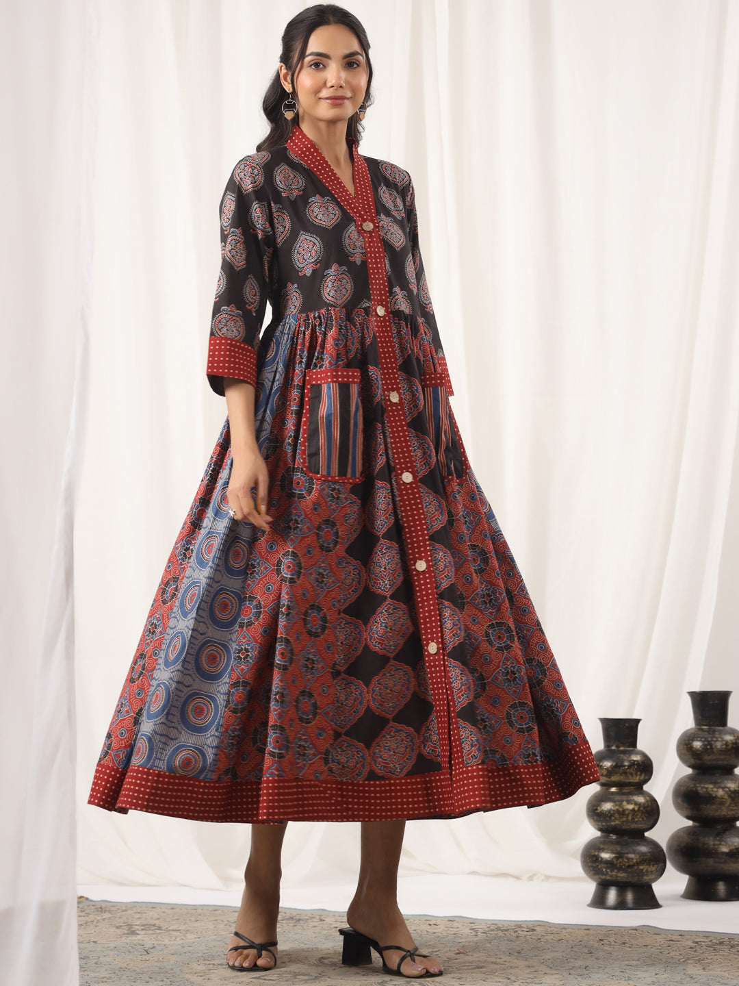 Ajrakh Print Cotton A-line Dress