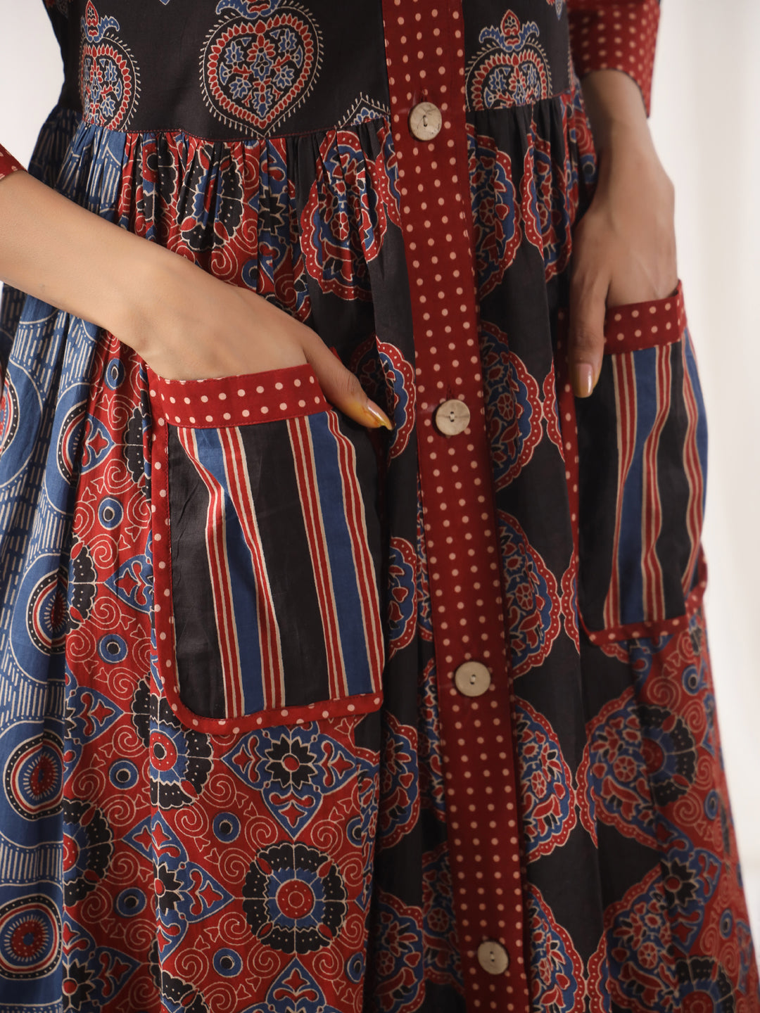 Ajrakh Print Cotton A-line Dress