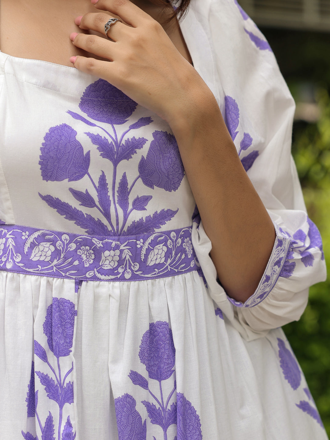 Printed Mughal Boota Dress with Sweetie Pie Neckline