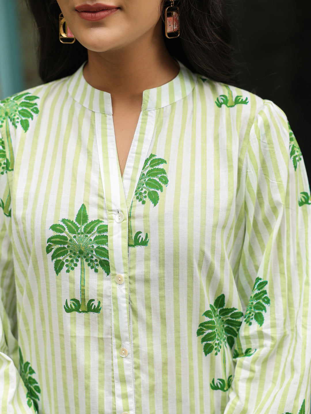 Green Palm Printed Shirt