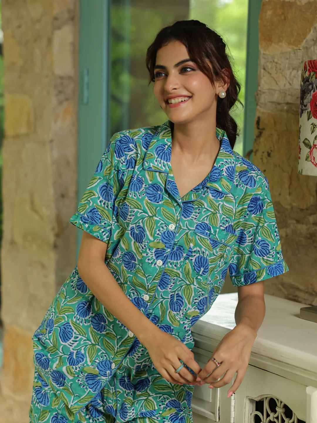 Raja Park PJ Set Short | Green Garden | Limited Edition