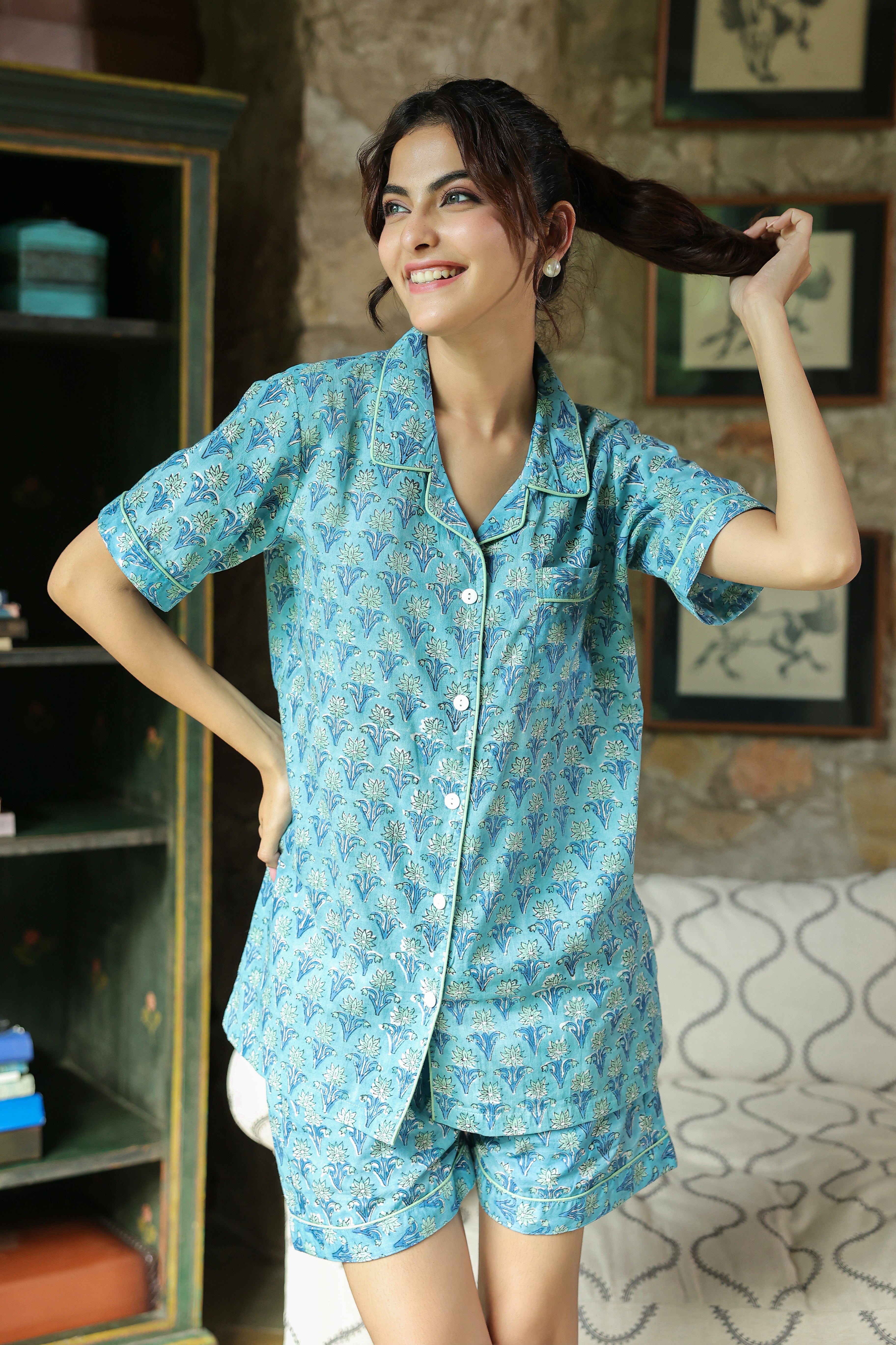 Raja Park PJ Set Short | Turquoise | Limited Edition