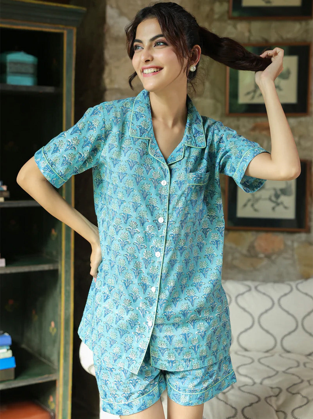 Raja Park PJ Set Short | Turquoise | Limited Edition